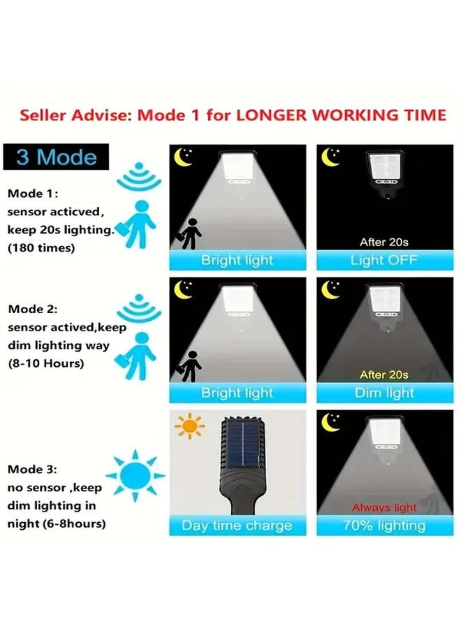 قطعتان من أضواء الجدار الشمسية فائقة السطوع بـ 180 مصباح LED، مزودة بمستشعار حركة و3 أوضاع، للإضاءة الخارجية في الحدائق - Image 4