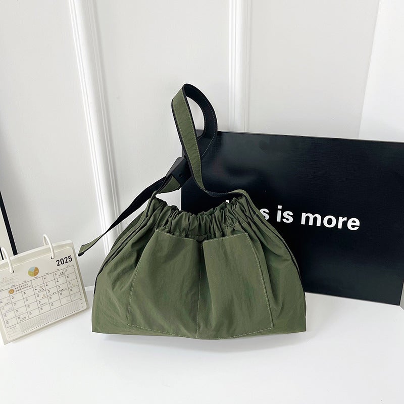 Large Capacity Drawstring Tote Bag Casual Shoulder Crossbody Bag Women'S Lightweight All-Match Cloth Bag Storage Bag - Image 1