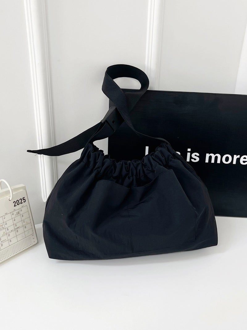 Large Capacity Drawstring Tote Bag Casual Shoulder Crossbody Bag Women'S Lightweight All-Match Cloth Bag Storage Bag - Image 2