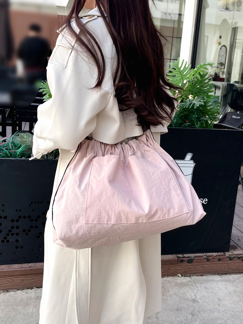 Large Capacity Drawstring Tote Bag Casual Shoulder Crossbody Bag Women'S Lightweight All-Match Cloth Bag Storage Bag - Image 3