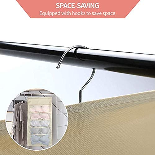 Big Buyer Big buyer 2 Piece DualSided Hanging Closet Organizer with 30 Mesh Pockets Hanger Wall Shelf Organizers for Stockings Panties Bra Socks and Toiletries Accessories - Image 4
