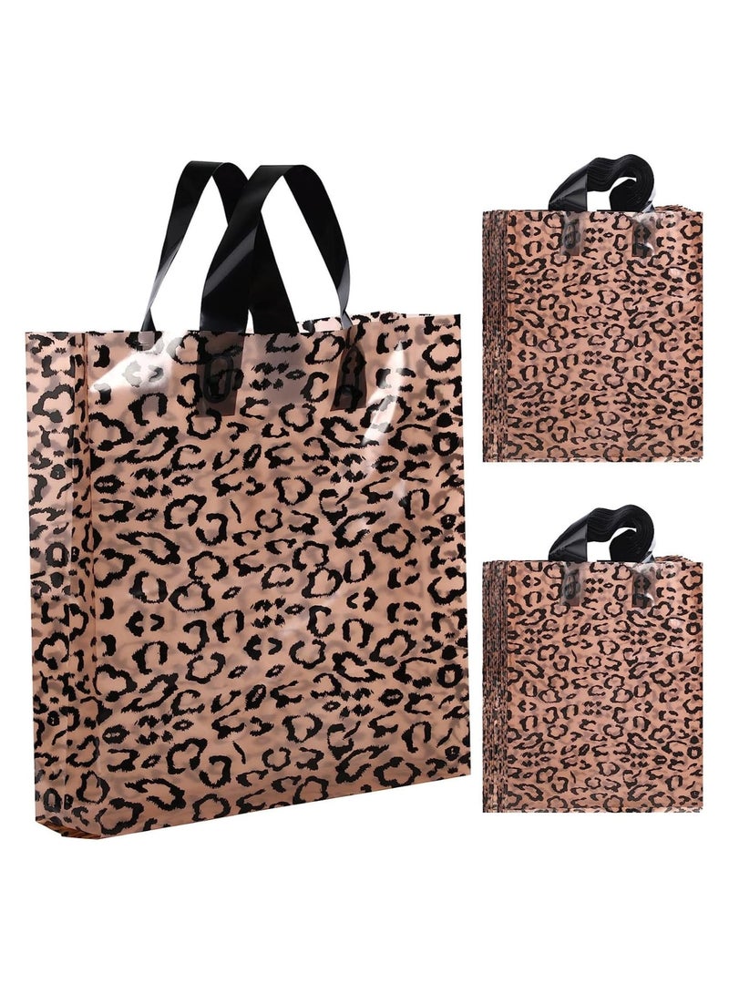 Suntown Leopard Print Plastic Bags, Reusable Small Shopping Bags with Handles Leopard Lovers Grocery T-Shirt Bags, Boutique, Clothes Packaging Gifts Bags 10 x 13 Inch, 50 Pcs - Image 1