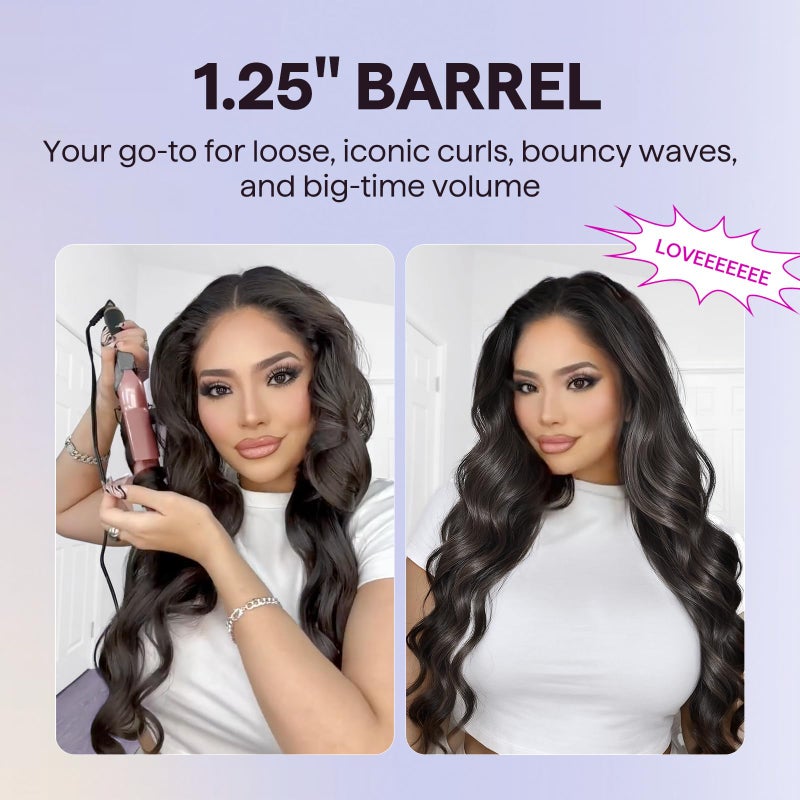 Wavytalk 5 in 1 Curling Iron Set with Curling Brush and 4 Interchangeable Ceramic Curling Wand (0.35"-1.25â€), Wand Curling Iron Instant Heat Up, Dual Voltage Hair Curler - Image 5