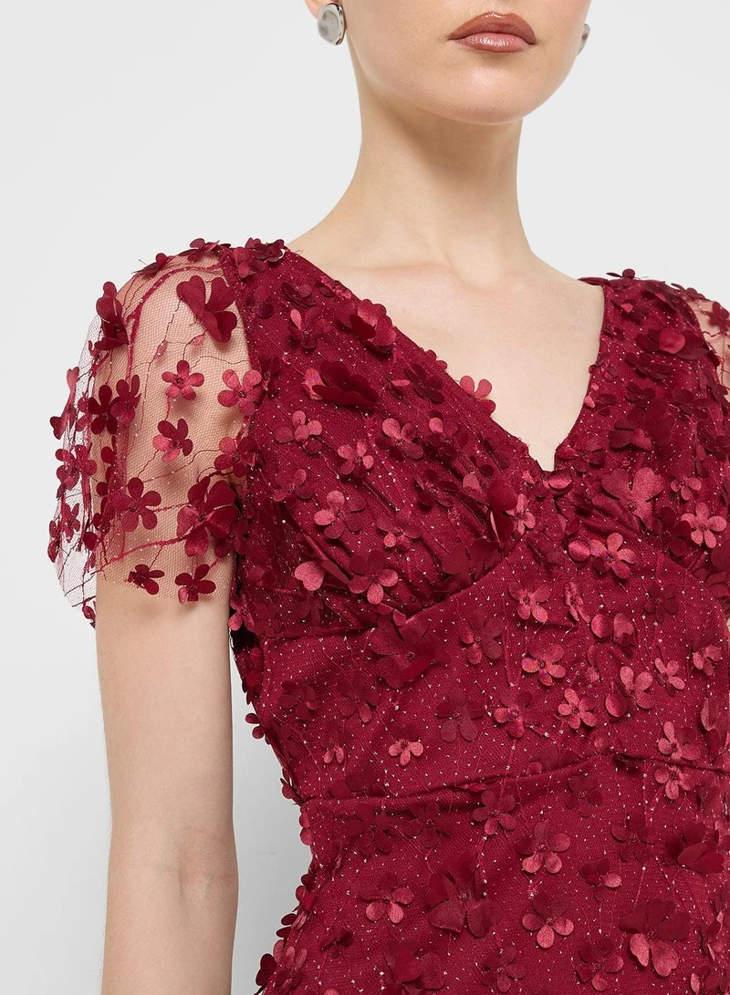 Ginger Boutique  Floral Appliqué Midi Dress for Women | Best Price UAE