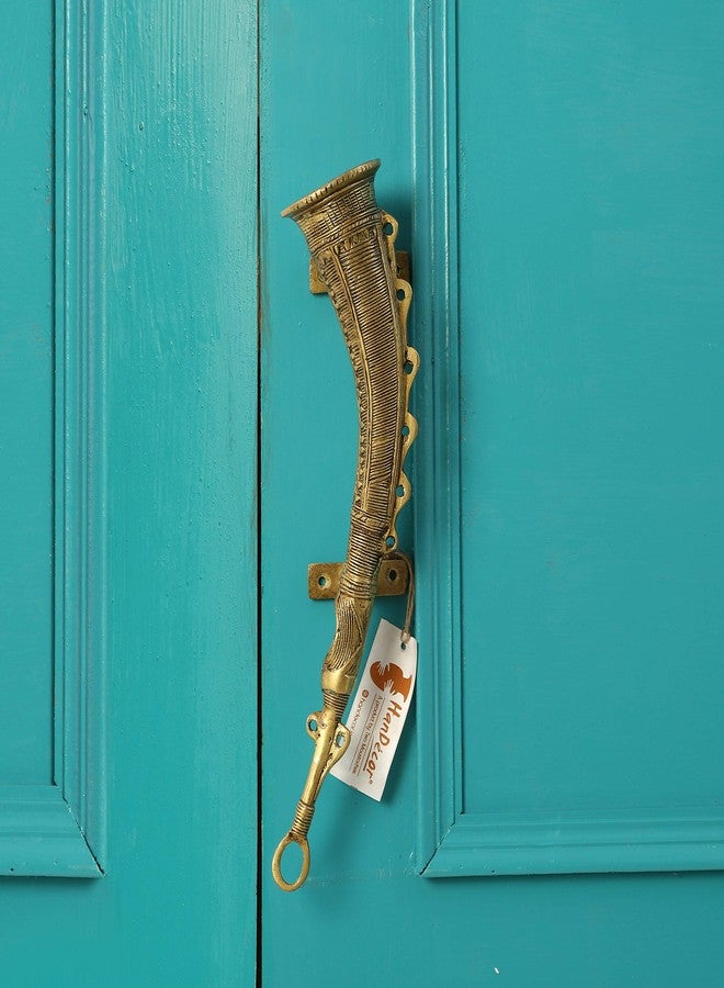 Two Moustaches Shehnai Design Brass Door Handle Pair, Handles for Main Door, Door Pull Handles, Door handleset, Brass Handles for Home Decor, Door Handles for Mandir, Pack of 2 - Image 4