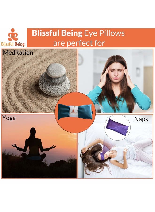 Blissful Being Lavender Eye Pillow - Hot or Cold Weighted Aromatherapy Eye Mask perfect for Sleeping, Yoga, Migraines - Gifts for Women, Birthday, Teachers - Natural Herbal Stress Relief (Silver) - Image 2