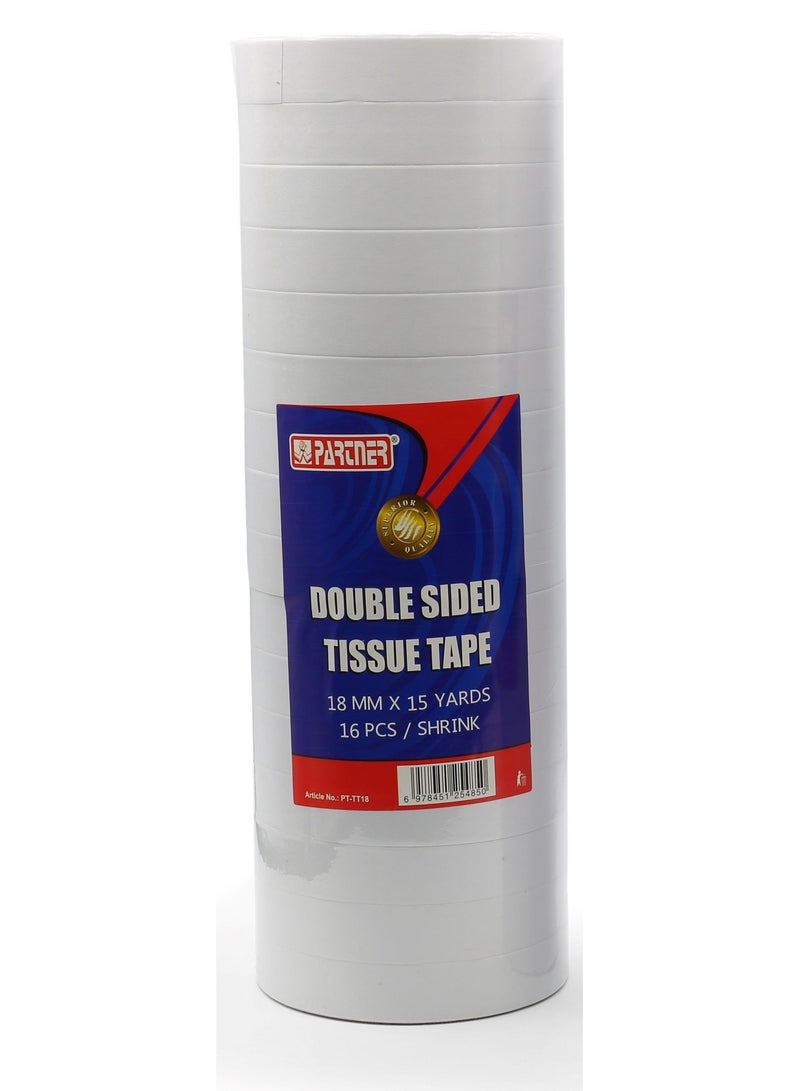 PARTNER 16-Piece Double Sided Tissue Tape 18mm Width  - Image 1