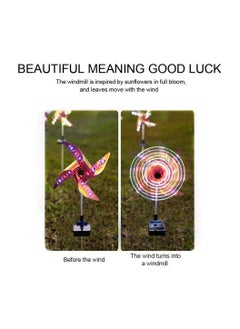 Generic 2pcs 30" Solar Wind Spinner Garden Stake Pinwheels Easy Spinning Kinetic Wind Spinner Metal Stake with 8 Lighting Modes 4 Color Changing Garden Wind Catcher for Garden Lawn Decor  - Image 5