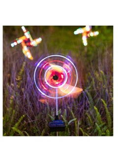 Generic 2pcs 30" Solar Wind Spinner Garden Stake Pinwheels Easy Spinning Kinetic Wind Spinner Metal Stake with 8 Lighting Modes 4 Color Changing Garden Wind Catcher for Garden Lawn Decor  - Image 4