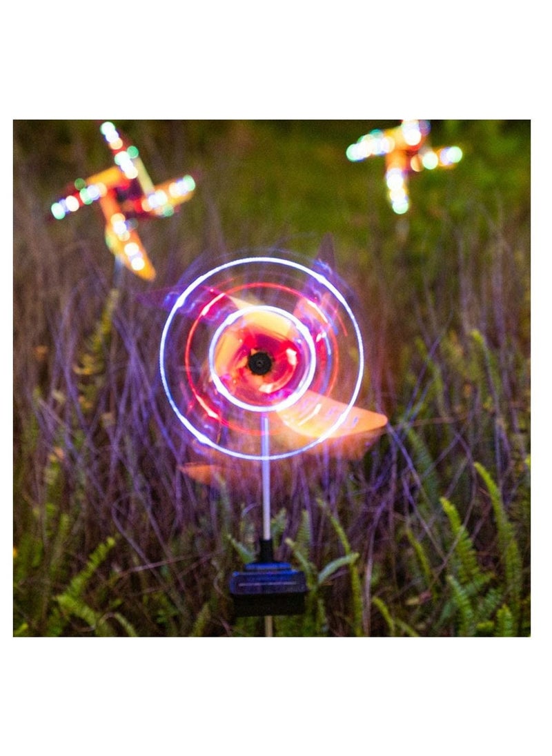 Generic 2pcs 30" Solar Wind Spinner Garden Stake Pinwheels Easy Spinning Kinetic Wind Spinner Metal Stake with 8 Lighting Modes 4 Color Changing Garden Wind Catcher for Garden Lawn Decor  - Image 4