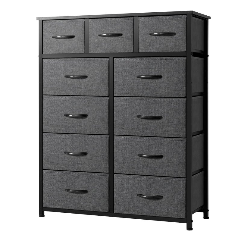 AZL1 Life Concept AZL1 Life Concept 11Drawer Dresser Fabric Storage Tower for Bedroom Living Room Large Tall Dressers for Bedroom with Wooden Top and Metal Frame Bedroom Dressers  Chests of Drawers Dark Grey
