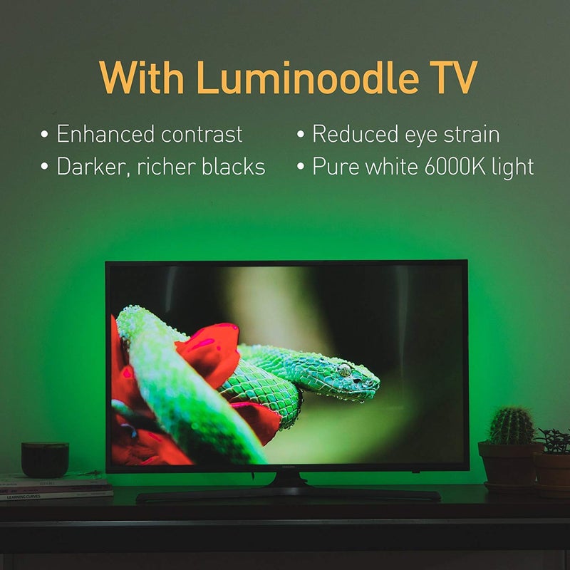 Power Practical LED Strip Lights Backlight, USB Light Strips w/Remote for 15 Ambient Color Bias Lighting Options & 10 Brightness Modes, for TV/Computer Decor/Indoor Use, Size(<24" TV) - Image 2