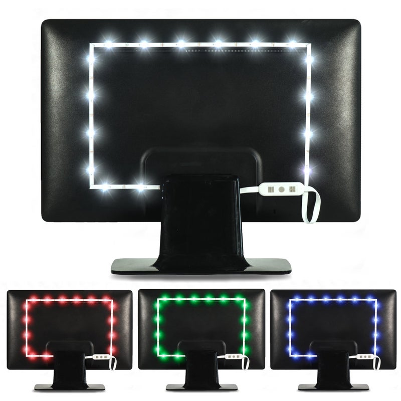 Power Practical LED Strip Lights Backlight, USB Light Strips w/Remote for 15 Ambient Color Bias Lighting Options & 10 Brightness Modes, for TV/Computer Decor/Indoor Use, Size(<24" TV) - Image 1