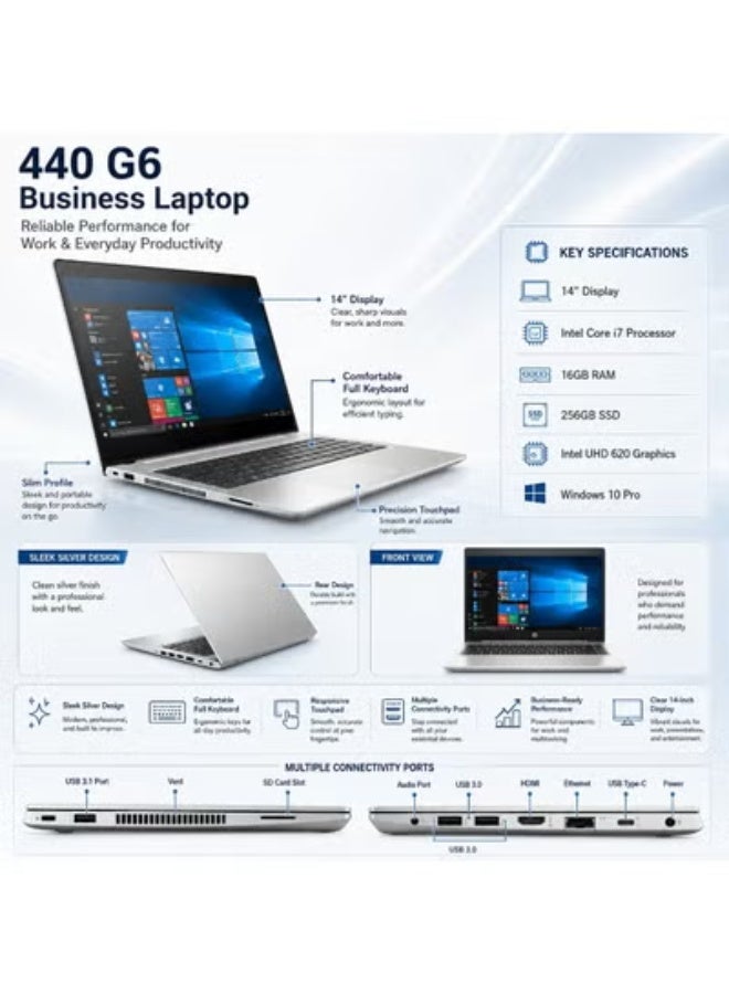 Business Laptop with 14 Inch Display, Core i7 Processor, 16GB RAM, 256GB SSD Plus Free Backpack, Wireless Mouse and Laptop Stand - Image 3