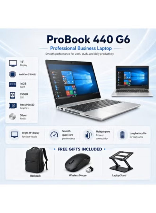 Business Laptop with 14 Inch Display, Core i7 Processor, 16GB RAM, 256GB SSD Plus Free Backpack, Wireless Mouse and Laptop Stand - Image 1