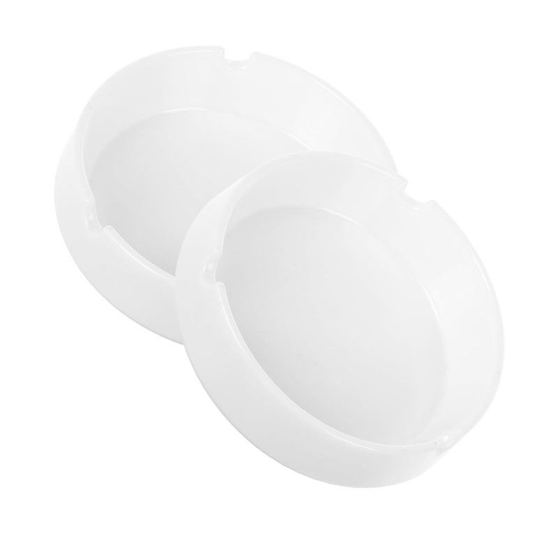 2 White Unbreakable Melamine Ashtrays Round Indoor Outdoor Easy Clean Smooth Nonstick Tabletop Decor - Image 2