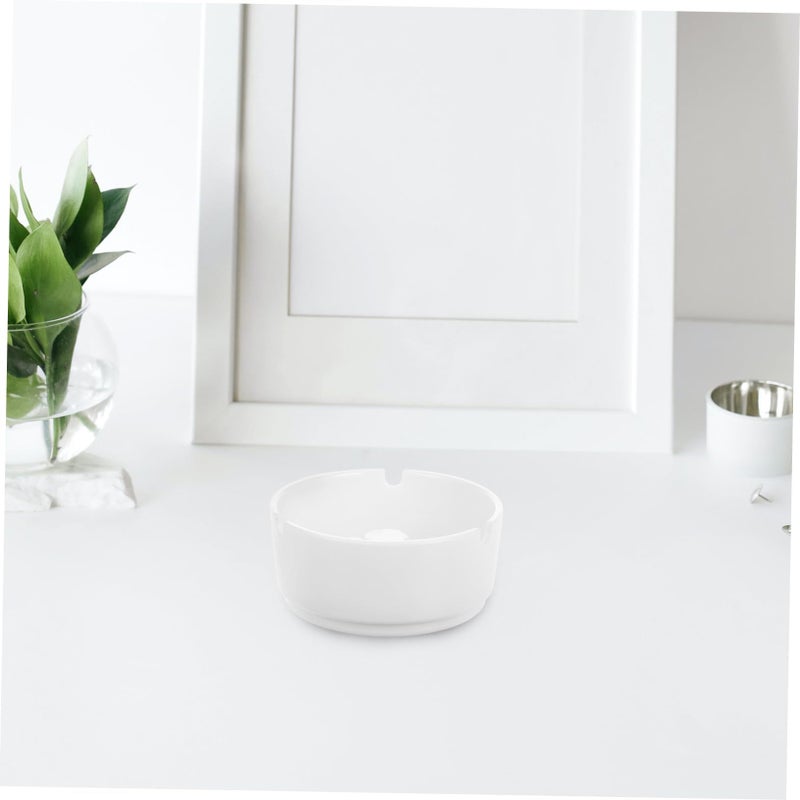 2 White Unbreakable Melamine Ashtrays Round Indoor Outdoor Easy Clean Smooth Nonstick Tabletop Decor - Image 5