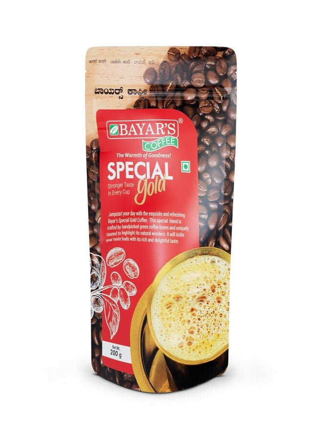 Bayar's Coffee Special Gold Filter Coffee Powder 200g | Rich South Indian Blend with 70% Coffee, 30% Chicory | Balanced Taste & Sweet Aroma | Freshly Roasted & Ground (1, 200gm)