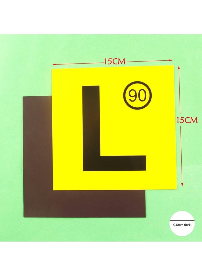 Rubik ملصق رمز L مغناطيسي بأسلوب بريطاني علامة سائق جديد متعلم، قابل للإزالة وإعادة الاستخدام (أصفر، 15x15 سم) - Image 2