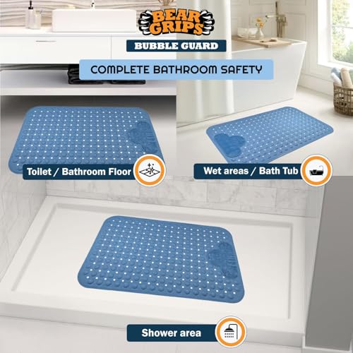 BEAR GRIPS BubbleGuard Anti-Slip Bathroom Shower mat with Anti-Skid Suction Cups and Foot Scrub | TPE Material | Large Size 80 X 50 Cm| Sky Blue - Image 5