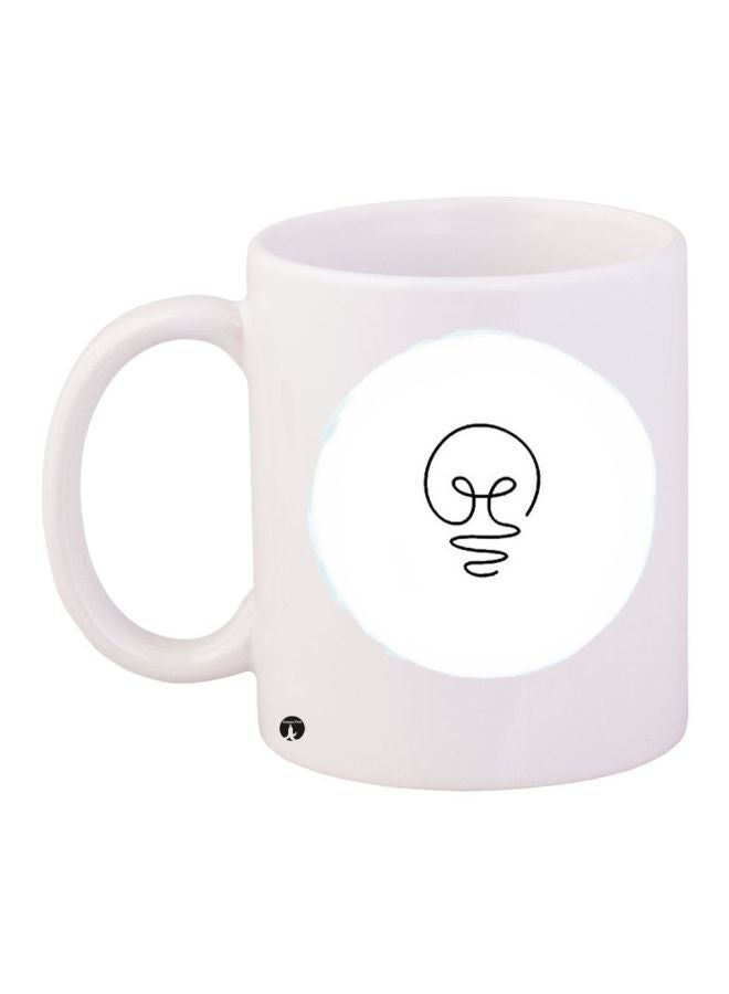 Bulb Printed Coffee Mug White/Black 11ounce