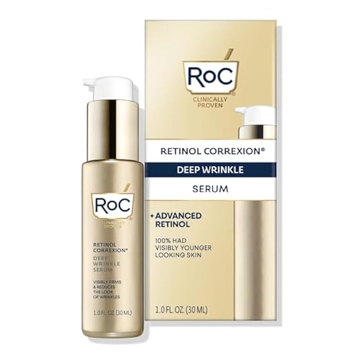 RoC Retinol Correxion Deep Wrinkle Retinol Face Serum with Ascorbic Acid, Anti-Aging Treatment for Fine Lines, Dark Spots, Post Acne Scars, 1 Oz (Packaging May Vary) - Image 1