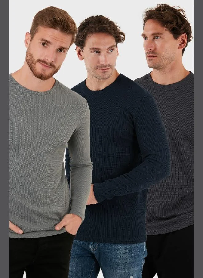 Buratti Cotton Crew Neck Slim Fit Basic 3-Pack Sweat Men's SWEAT 5905073S3