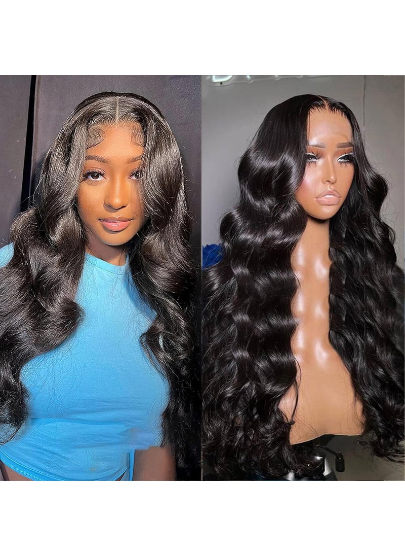 AUOCATTAIL - AUOCATTAIL Lace Front Wigs Human Hair Body Wave 13x4 HD Transparent Glueless Natural Black Wigs Human Hair with Baby Hair 30 Inch - Image 1