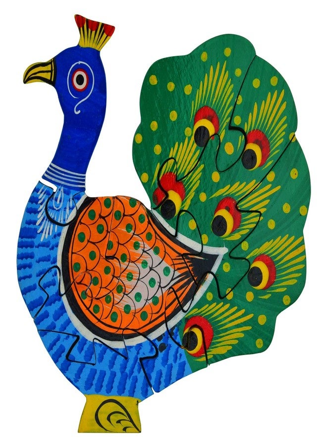 تول آرت أحجية تركيب خشبية تعليمية إبداعية للأطفال من Toolart® على شكل طاووس، 7 قطع (الأبعاد: الطول 5.5 بوصة، العرض 6 بوصات، الارتفاع 0.5 بوصة، متعددة الألوان) ألعاب تعليمية للأطفال - Image 1