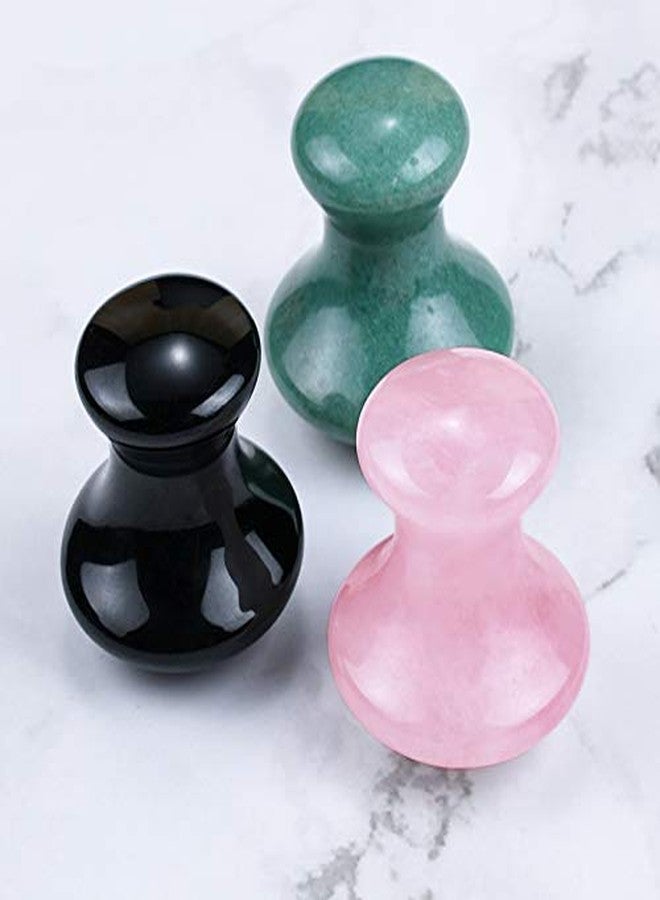 Getmecraft 3Pcs Natural Rose Quartz/Green Aventurine/Black Obsidian Mushroom-Shape Gua Sha Guasha Scraping Massage Tool Sets Board for Spa Relaxing Meditation - Image 1