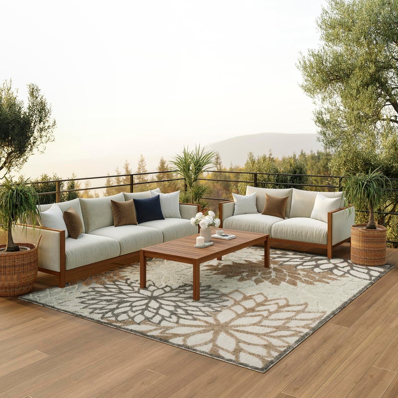 Nourison Home Aloha Natural 7'10" x 10'6" Area Rug - Easy Clean, Non Shedding, Bed Room, Living Room, Dining Room, Kitchen (8' x 11') - Image 1