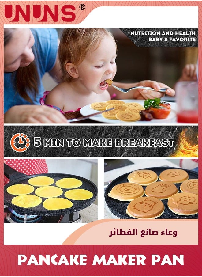 UNUNS - Pancake Pan,Nonstick Griddle Pancake Maker With 7 Holes Animal Molds,Breakfast Pan For Pancake,Blinis,Omelettes,Fried Eggs - Image 1