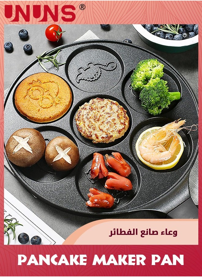 UNUNS - Pancake Pan,Nonstick Griddle Pancake Maker With 7 Holes Animal Molds,Breakfast Pan For Pancake,Blinis,Omelettes,Fried Eggs - Image 1