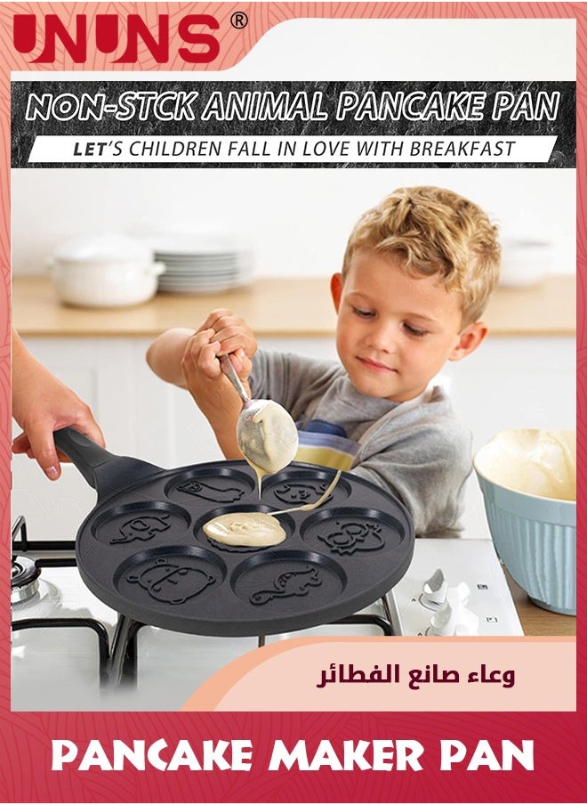 UNUNS - Pancake Pan,Nonstick Griddle Pancake Maker With 7 Holes Animal Molds,Breakfast Pan For Pancake,Blinis,Omelettes,Fried Eggs - Image 1
