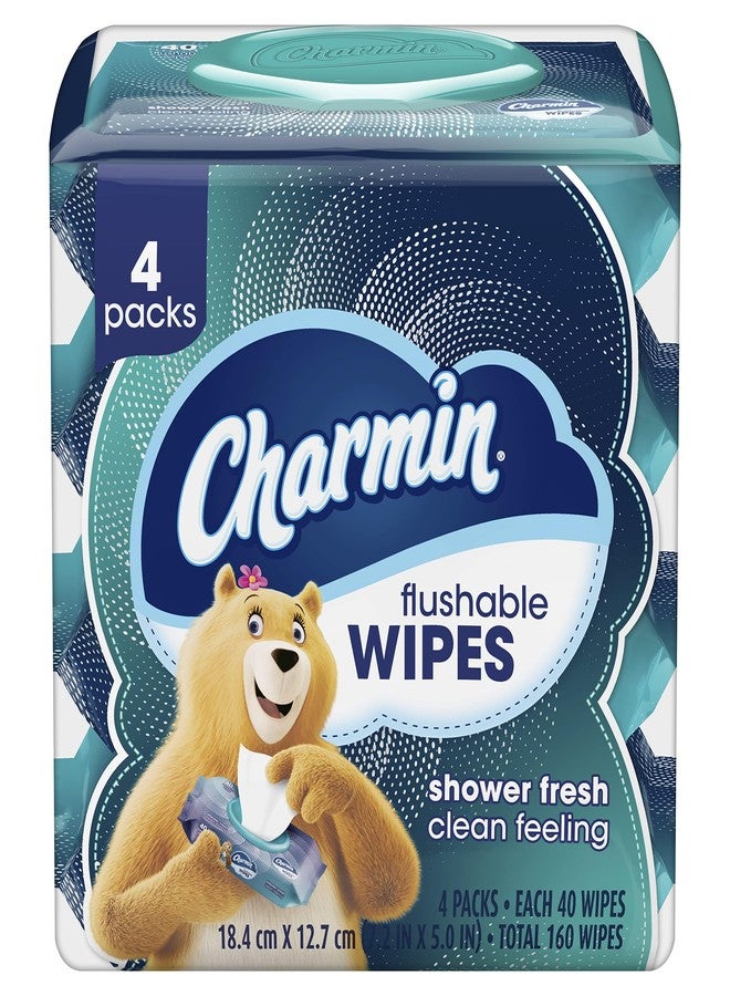 Charmin Flushable Wipes, 160 Total Wipes (4 Packs of 40) - Image 1