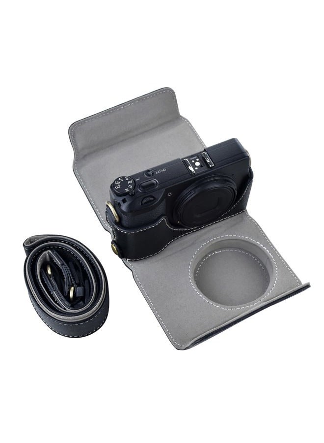 Rieibi حافظة كاميرا ريكو GR III/GR IIIx جلد صناعي عتيق - واقية مع حزام لكاميرا GRIII GR3 DSLR - أسود - Image 5
