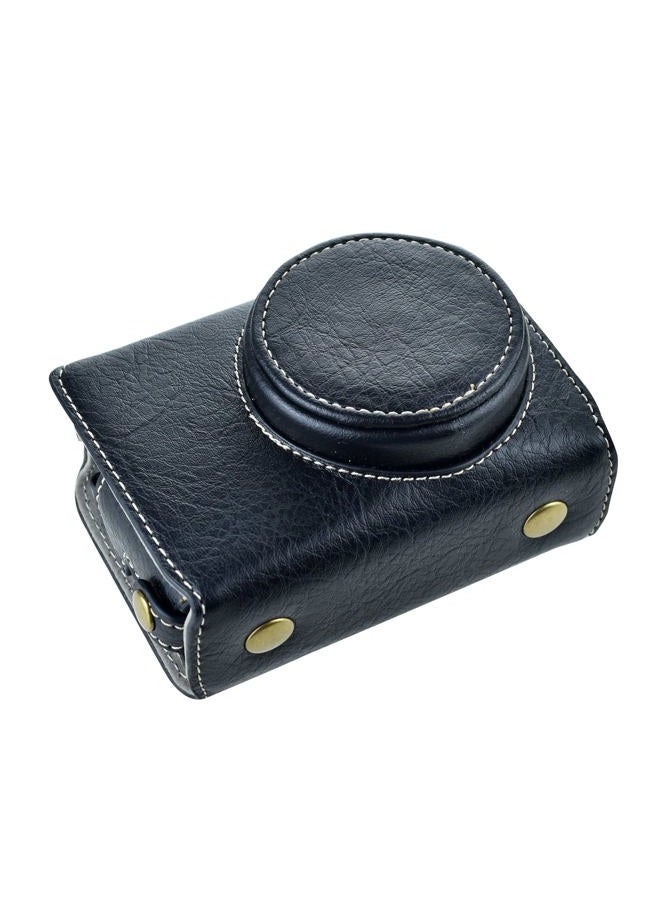 Rieibi حافظة كاميرا ريكو GR III/GR IIIx جلد صناعي عتيق - واقية مع حزام لكاميرا GRIII GR3 DSLR - أسود - Image 2