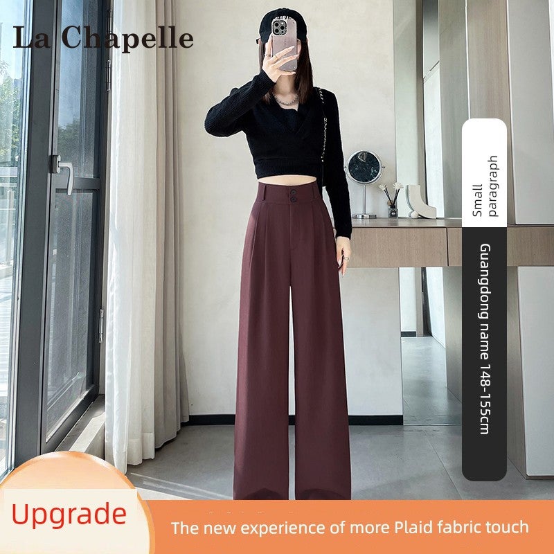 La Chapelle black suit wide-leg pants women's 2026 new autumn and spring short person drape loose straight pants - Image 3