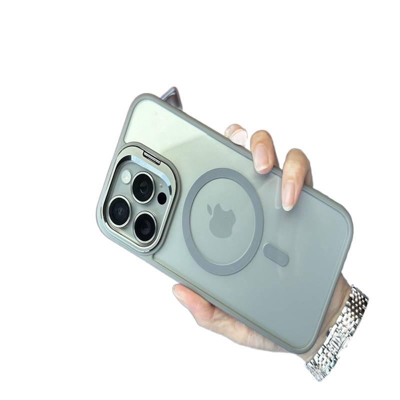 غطاء MagSafe بTPU لـ iPhone 17 / 17 Air / 17 Pro / 17 Pro Max مع حماية من السقوط وحامل قائم مع مقاوم للصدمات مع مغناطيس قوي مع حماية عدسة باللون Titanium Original مغناطيسي بوظيفة. - Image 1