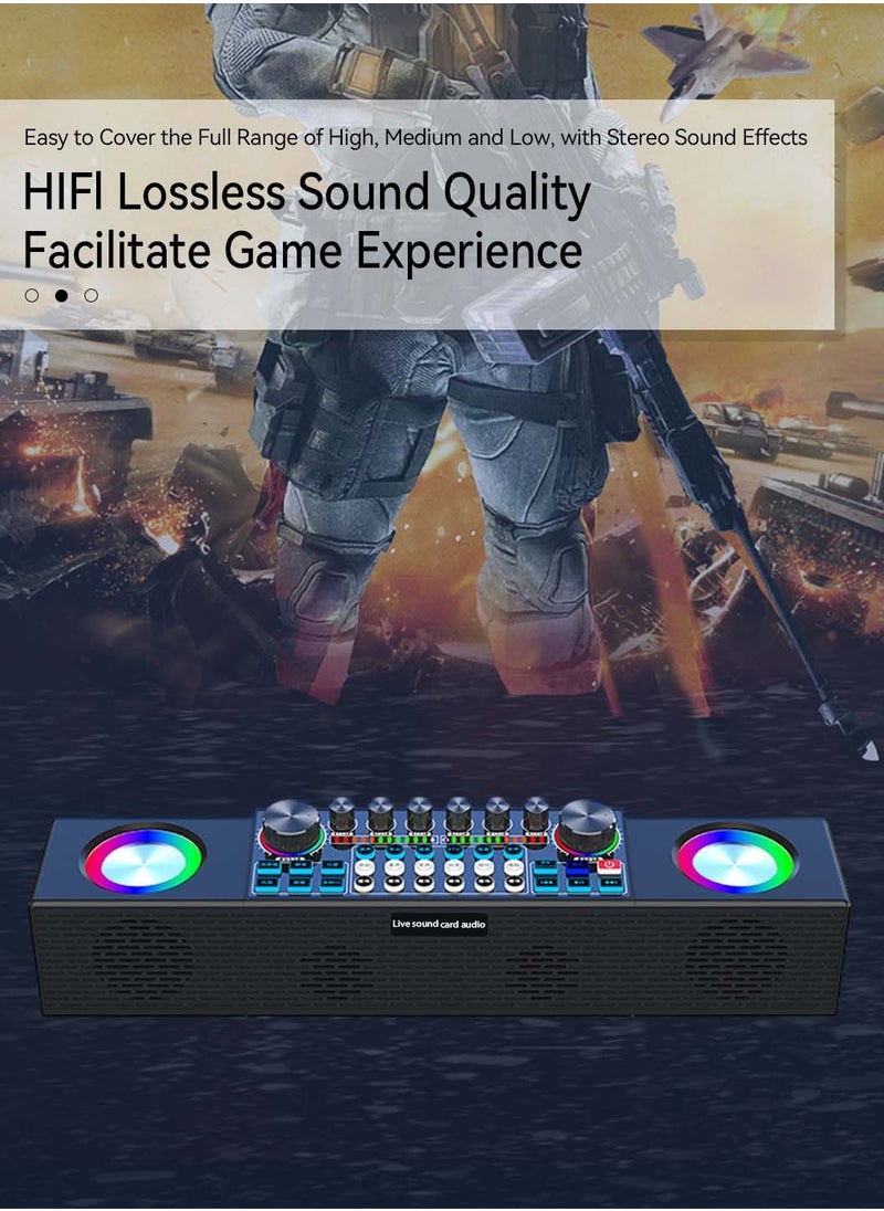 حزمة بودكاست ميكروفون بطاقة الصوت، خلاط DJ، خلاط صوت متدفق مع حامل ميكروفون/مناسب للمنزل KTV/البث المباشر/الكاريوكي