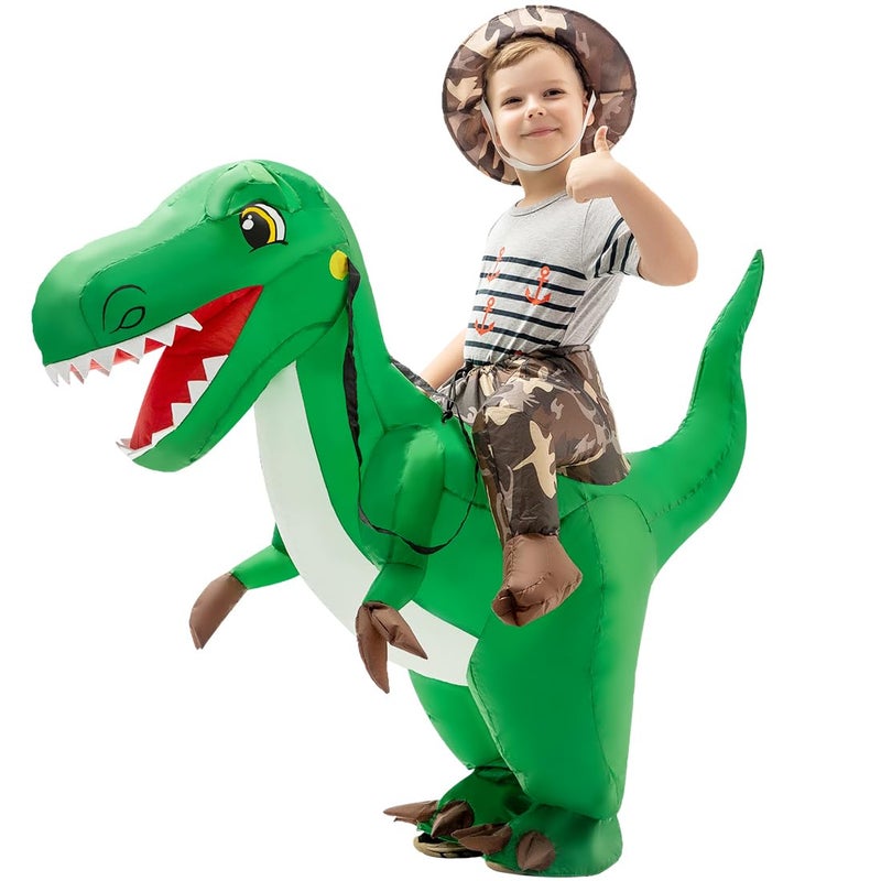 GOOSH Inflatable Dinosaur Costume Kids 48IN Halloween Blow up Costumes for Boys Girls Riding T Rex Air Costume for Party - Image 1