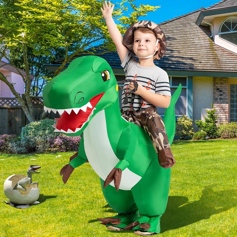 GOOSH Inflatable Dinosaur Costume Kids 48IN Halloween Blow up Costumes for Boys Girls Riding T Rex Air Costume for Party - Image 2
