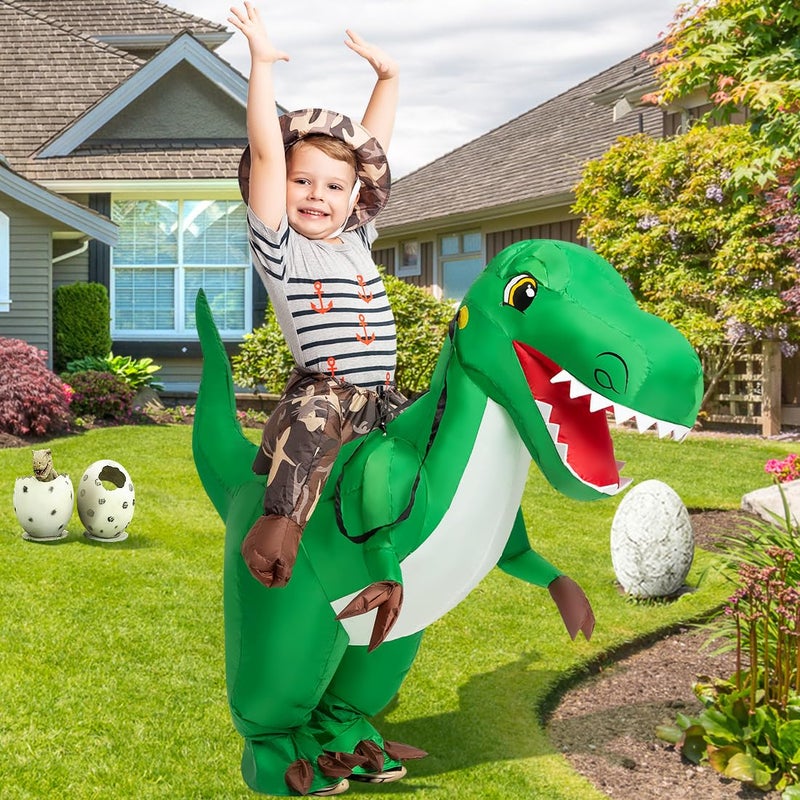 GOOSH Inflatable Dinosaur Costume Kids 48IN Halloween Blow up Costumes for Boys Girls Riding T Rex Air Costume for Party - Image 3
