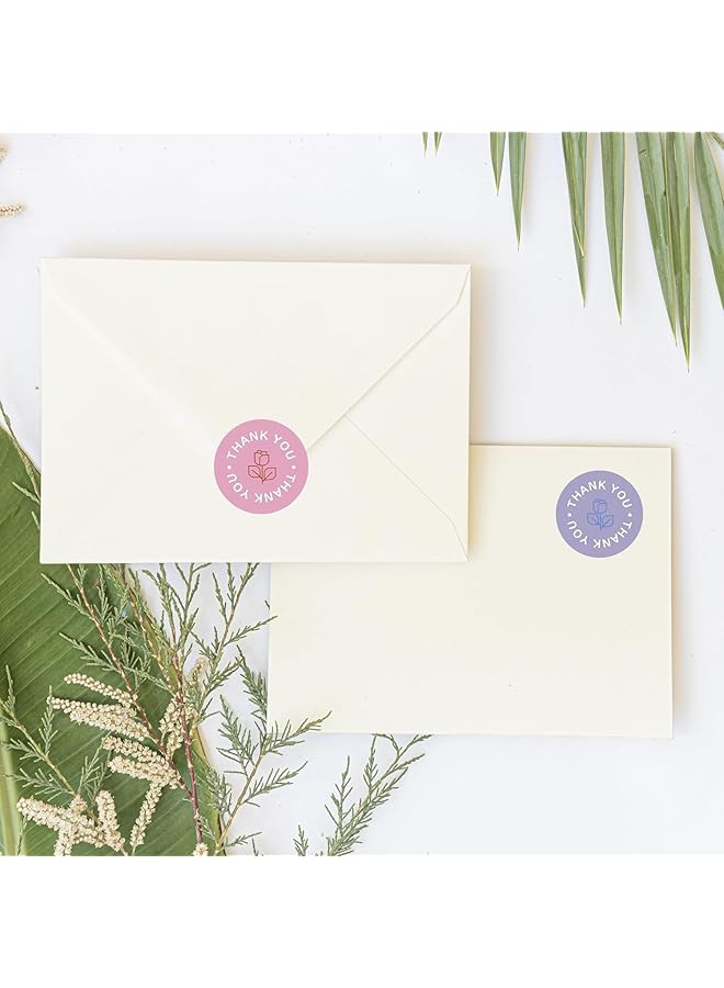 erorex 3 Rolls Thank You Stickers Party Labels Cookie Bag Labels Flower Decorations Envelope Seals Paper Stickers For Birthday Party Gift Wrapping - Image 3