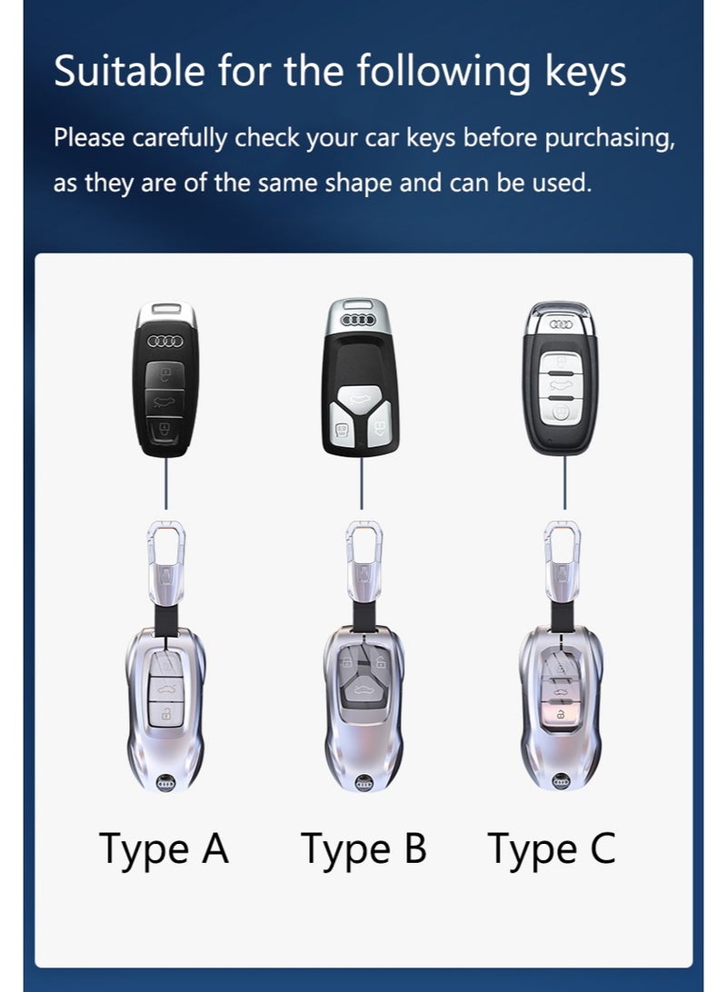 Audi Luxury car key shell suitable for 2025 Audi A4L2024 Q5L/A3/A5/Q7/A8/A7L high-end metal car key shell case - Image 2