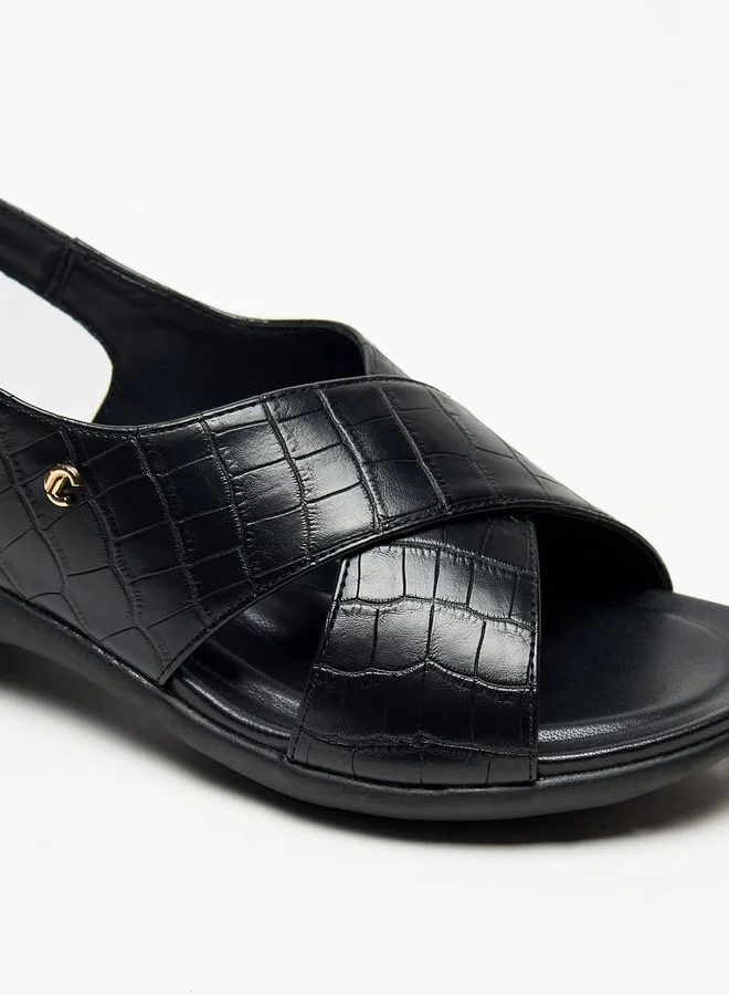 Le Confort Women's Textured Cross-Strap Sandals with Hook and Loop Closure