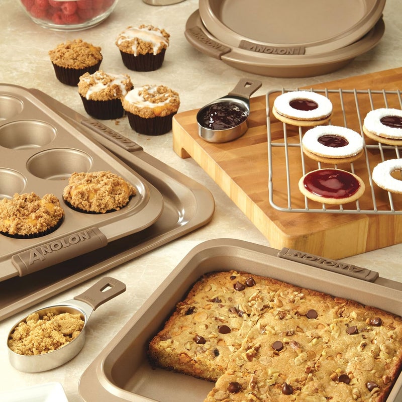 Anolon Advanced Nonstick Bakeware Set  Baking Pans with Grips  5 Piece Brown - Image 3