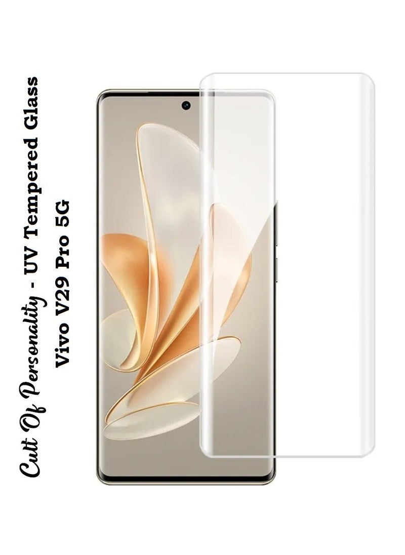 Generic - UV Liquid Glue Full Coverage Tempered Glass Screen Protector For Vivo V29 - Clear - Image 1