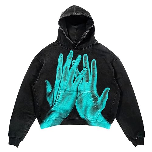 Obenie Halloween Y2K Hoodie Gothic Casual Alphabet Blast Print Pattern Skull Fashion Hoodie Men Harajuku Men Clothing (1,S,Small) - Image 4