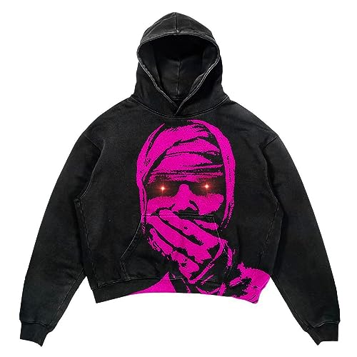 Obenie Halloween Y2K Hoodie Gothic Casual Alphabet Blast Print Pattern Skull Fashion Hoodie Men Harajuku Men Clothing (1,S,Small) - Image 5